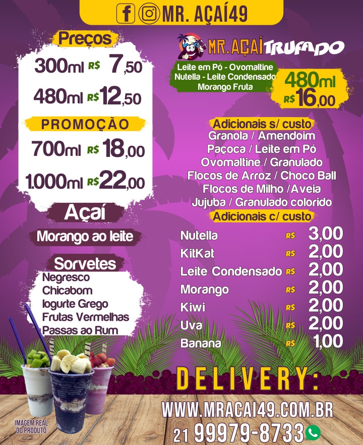 Açaí da Barra - Jardim Preço e Cardápio delivery - Rappi