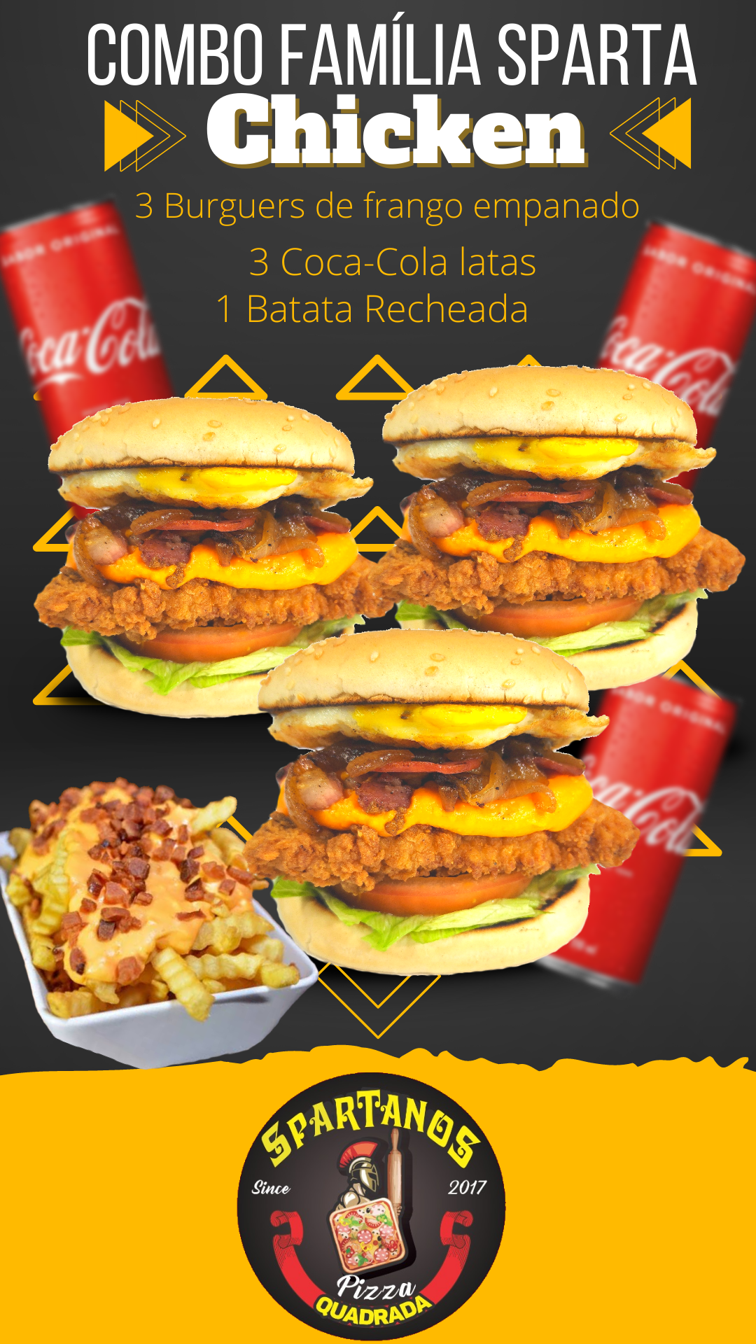 COMBO -FAMILIA- SPARTA BURGUER CHICKEN (3H/1B/3L)