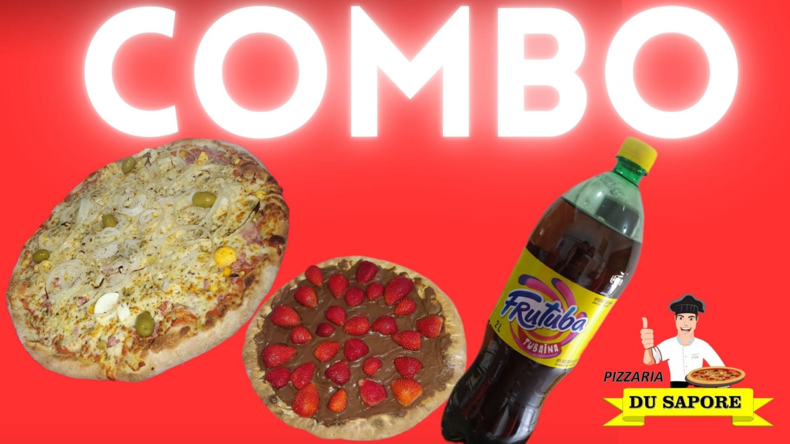 Resgate de Combo: 1 pizza G, 1 broto doce + 1 refri.