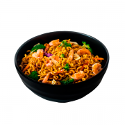 Salmão grelhado com yakissoba