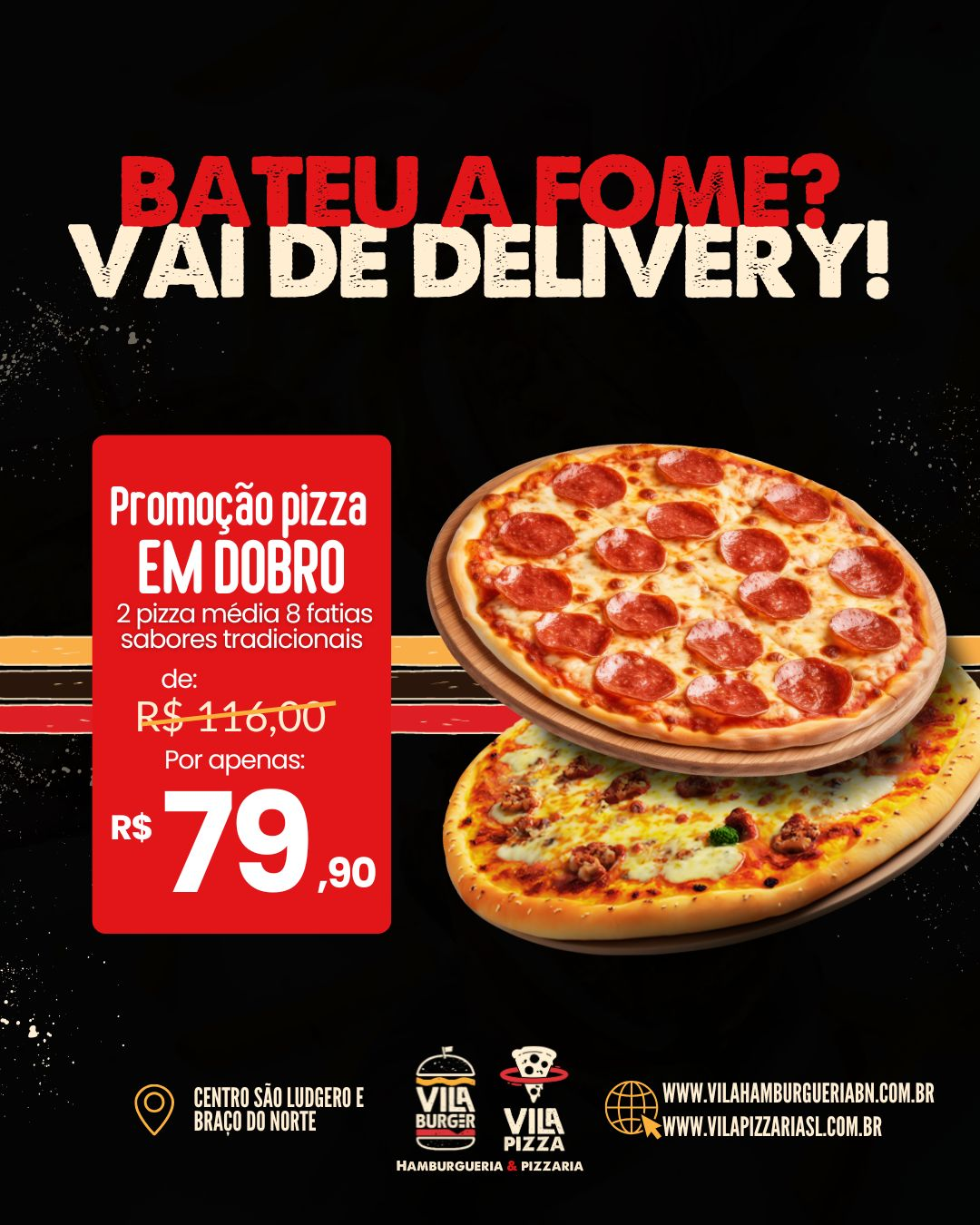 COMBO 2 PIZZA MÉDIA ( sabores tradicionais)