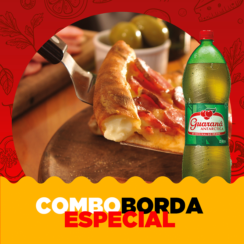 COMBO PIZZA 12 FATIAS + BORDA RECHEADA+REFRI 2 LITROS  R$:79,90