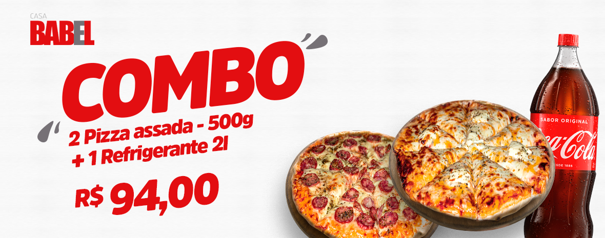 Combo 2 Pizzas + 1 Refri.