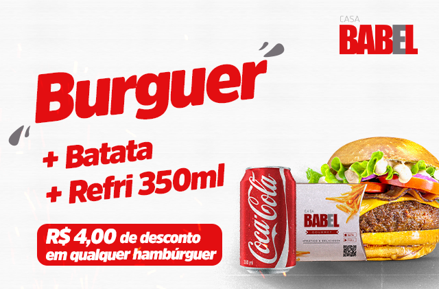 Kit 1 Burguer, 1 Batata Frita mais 1 Refri 350ml