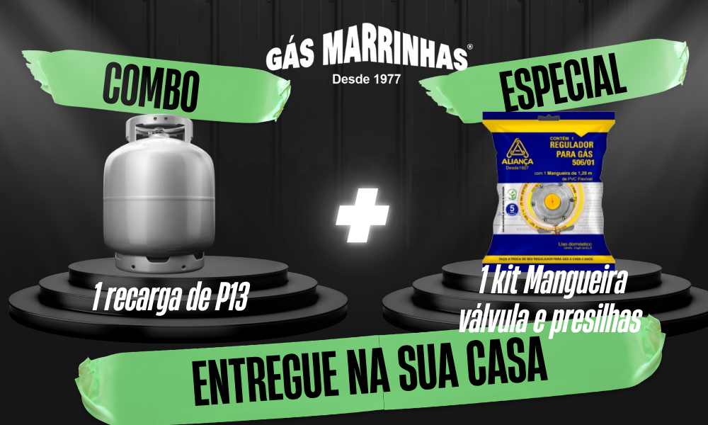 Recarga Botijão P13 + Kit Mangueira, Regulador E Presilhas Aliança