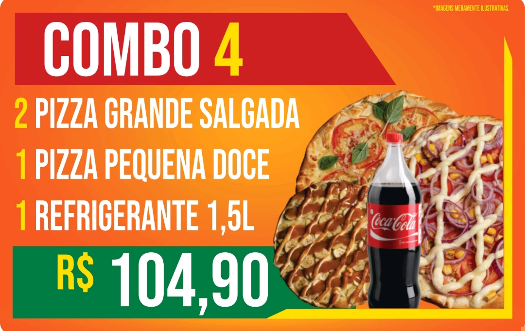 Combo 4 ( 8 Fatias + 8 Fatias + 4 Fatias Doce + Refrigereante 1,5 lt )