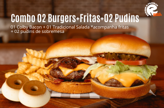 Combo 02 Burgers+Fritas+02 Pudins
