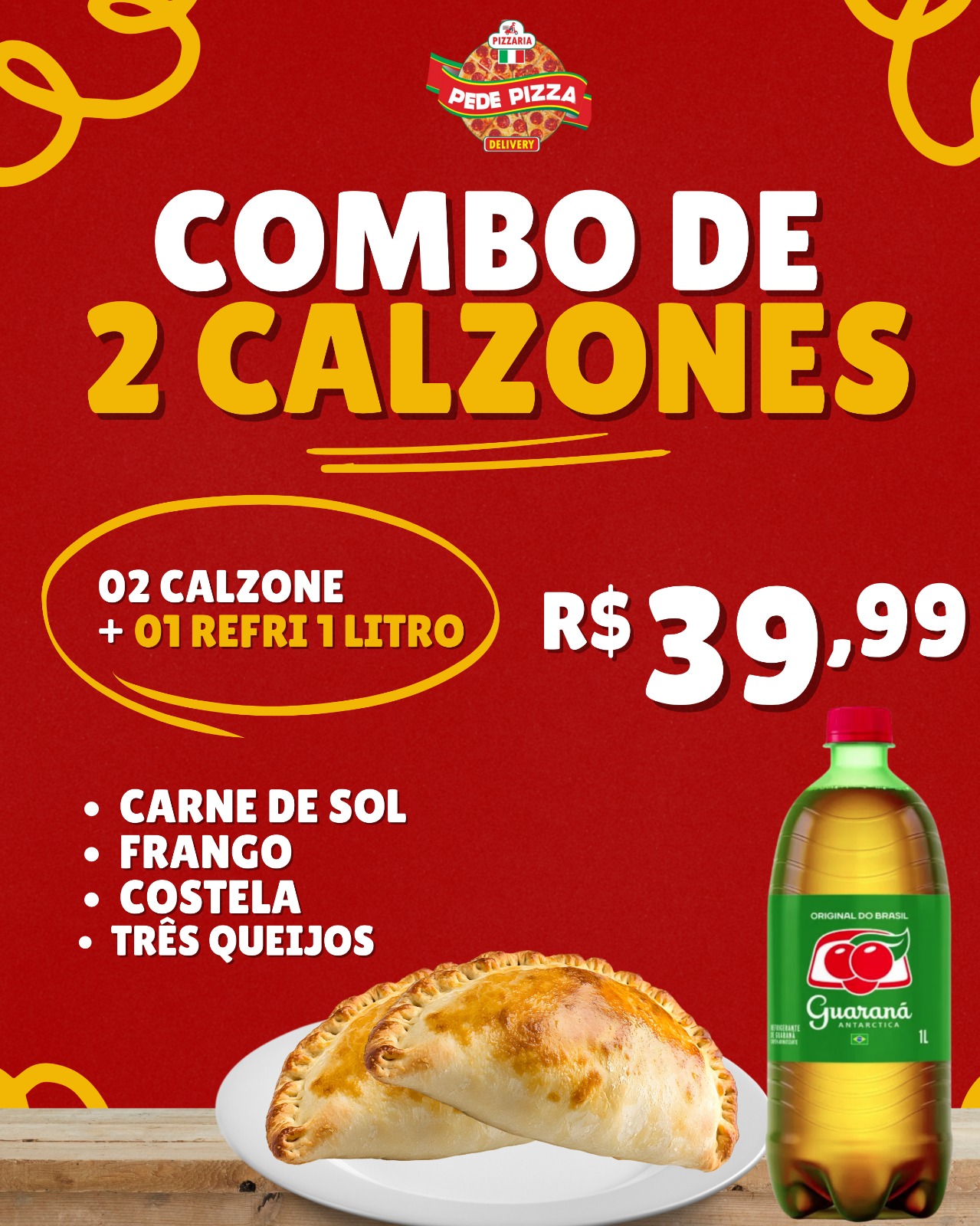 2 calzones mais refrigerante de 1 lt 
