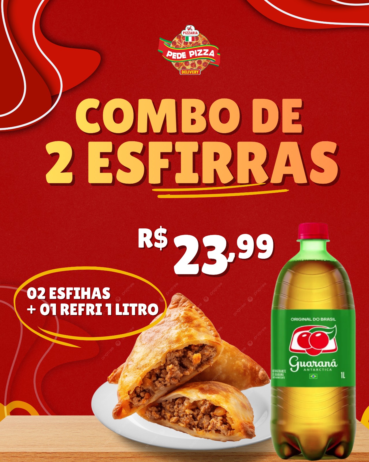 combo duas esfirras mais um refrigerante de 1 lt