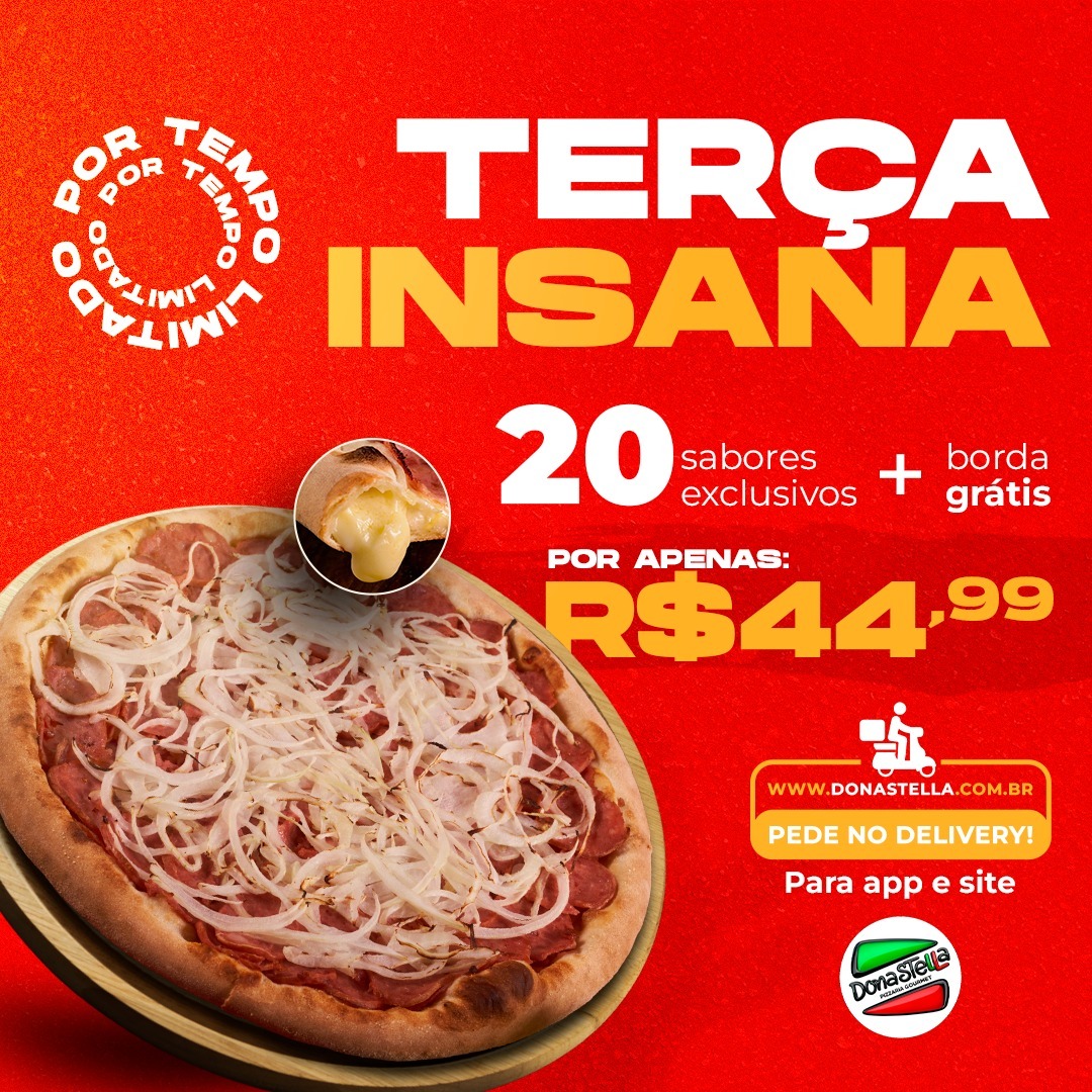 PIZZAS + BORDA RECHEADA POR APENAS R$ 44,99 