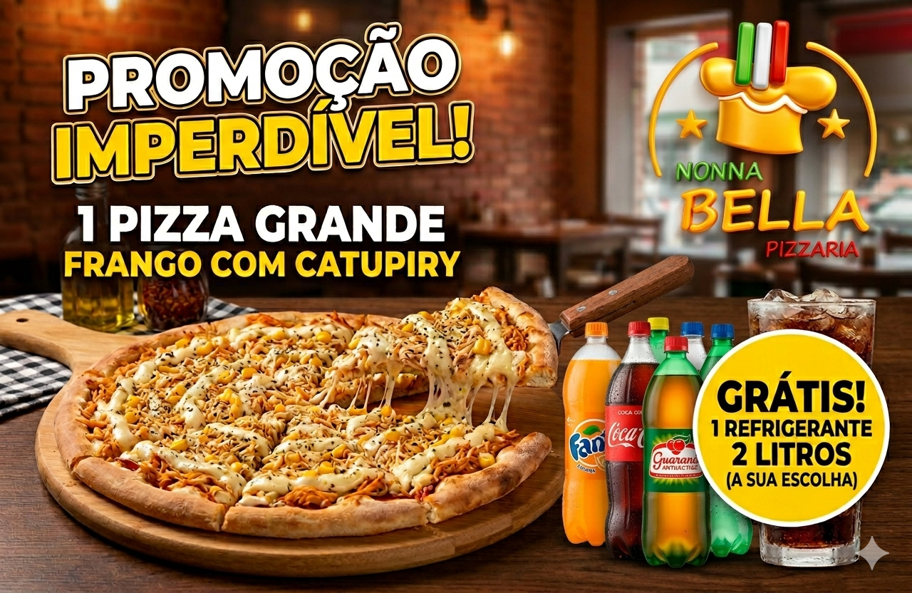 1 Pizza Frango com Catupiry + 1 Refrigerante 2L