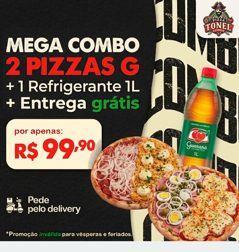 2 PIZZAS + 1 REFRI 1L