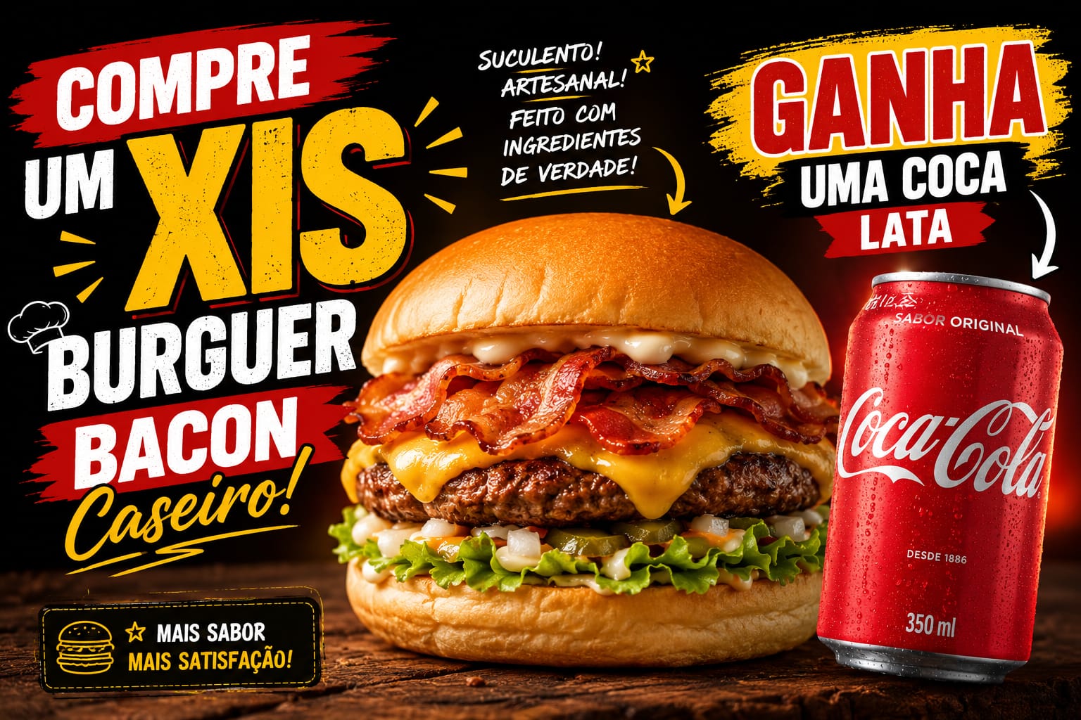 burguer bacon + coca lata