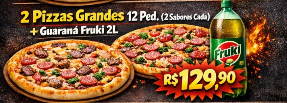 2 pizzas grande + guaraná fruki