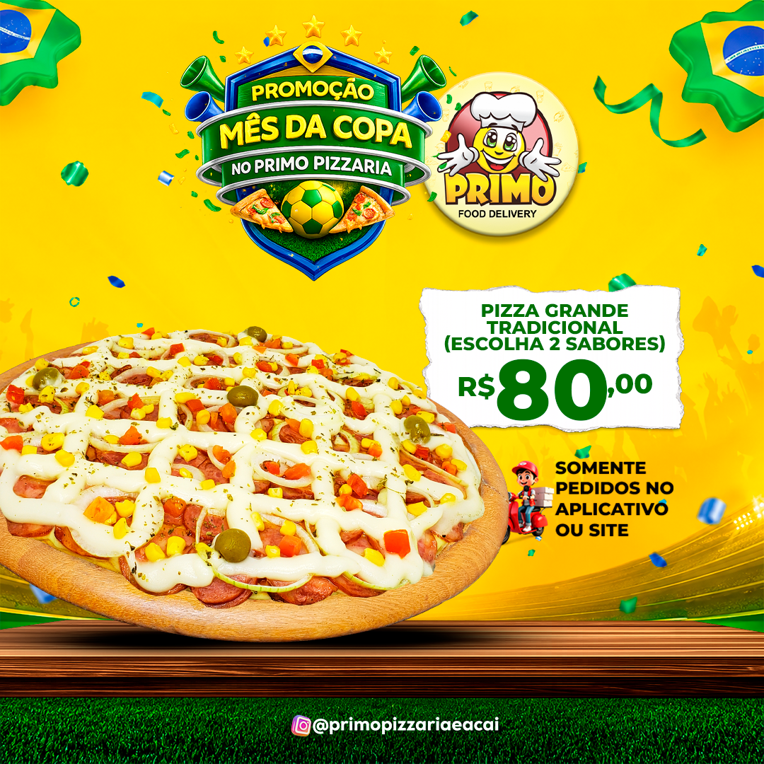 Pizza Grande Tradicional (Escolha 2 Sabores) R$80,00
