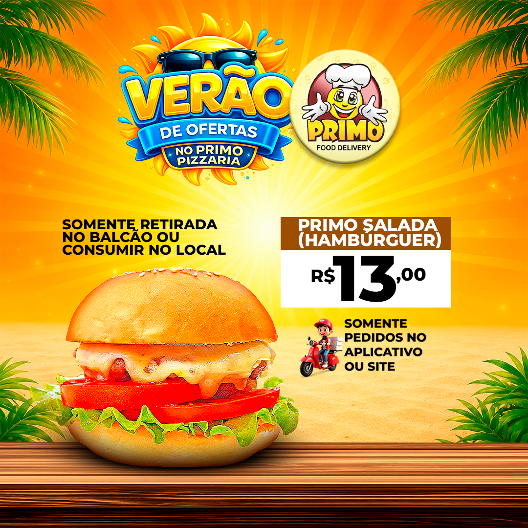 Primo Salada (Hamburguer) R$13,00 | Retirada no Balcão