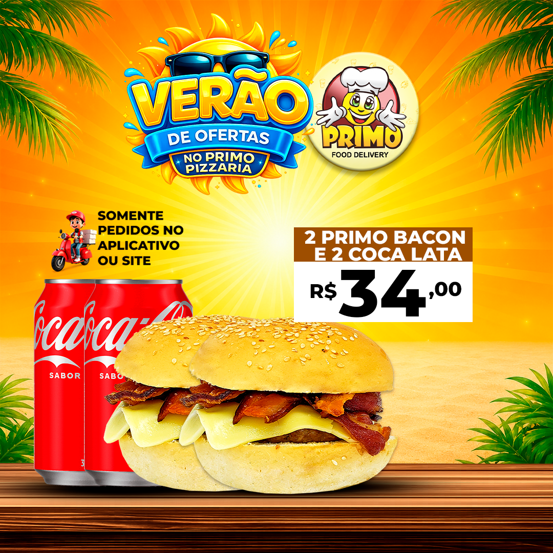 Primo Bacon + Cebola Empanada + Cola Lata R$34