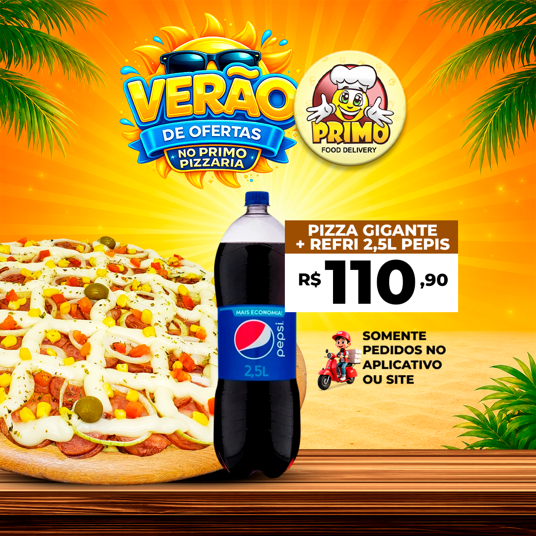 Pizza Gigante Tradicional (Escolha 4 Sabores) + REFRI 2.5L R$110,90