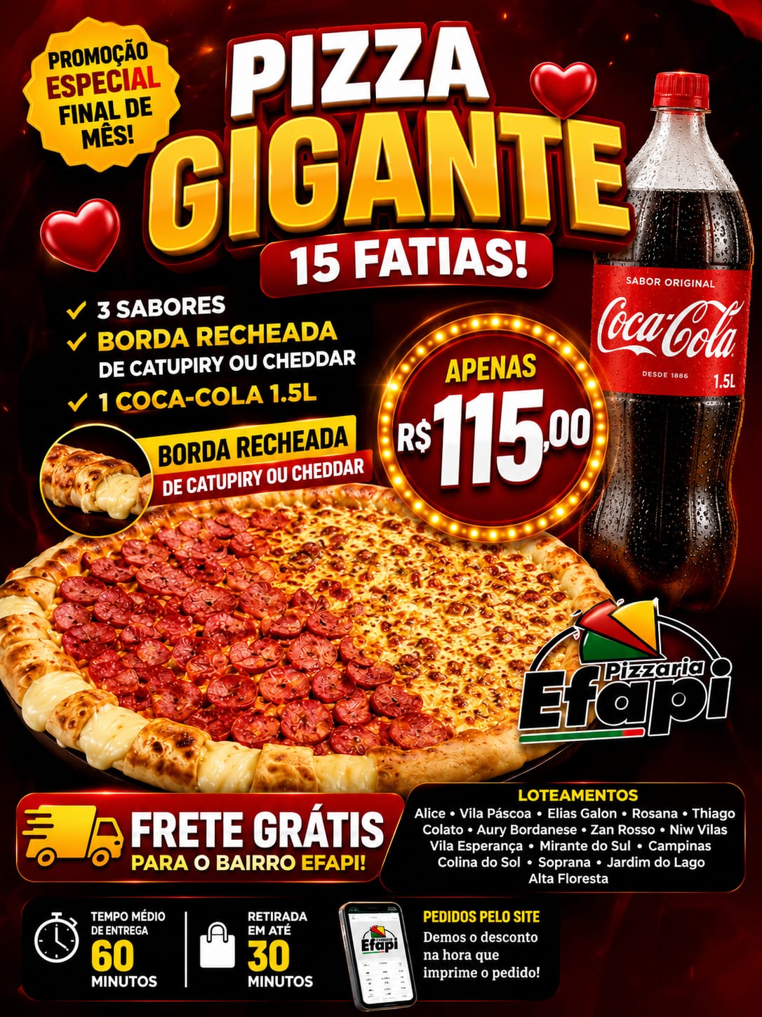 Pizza Gigante - Promoção frete grátis efapi 