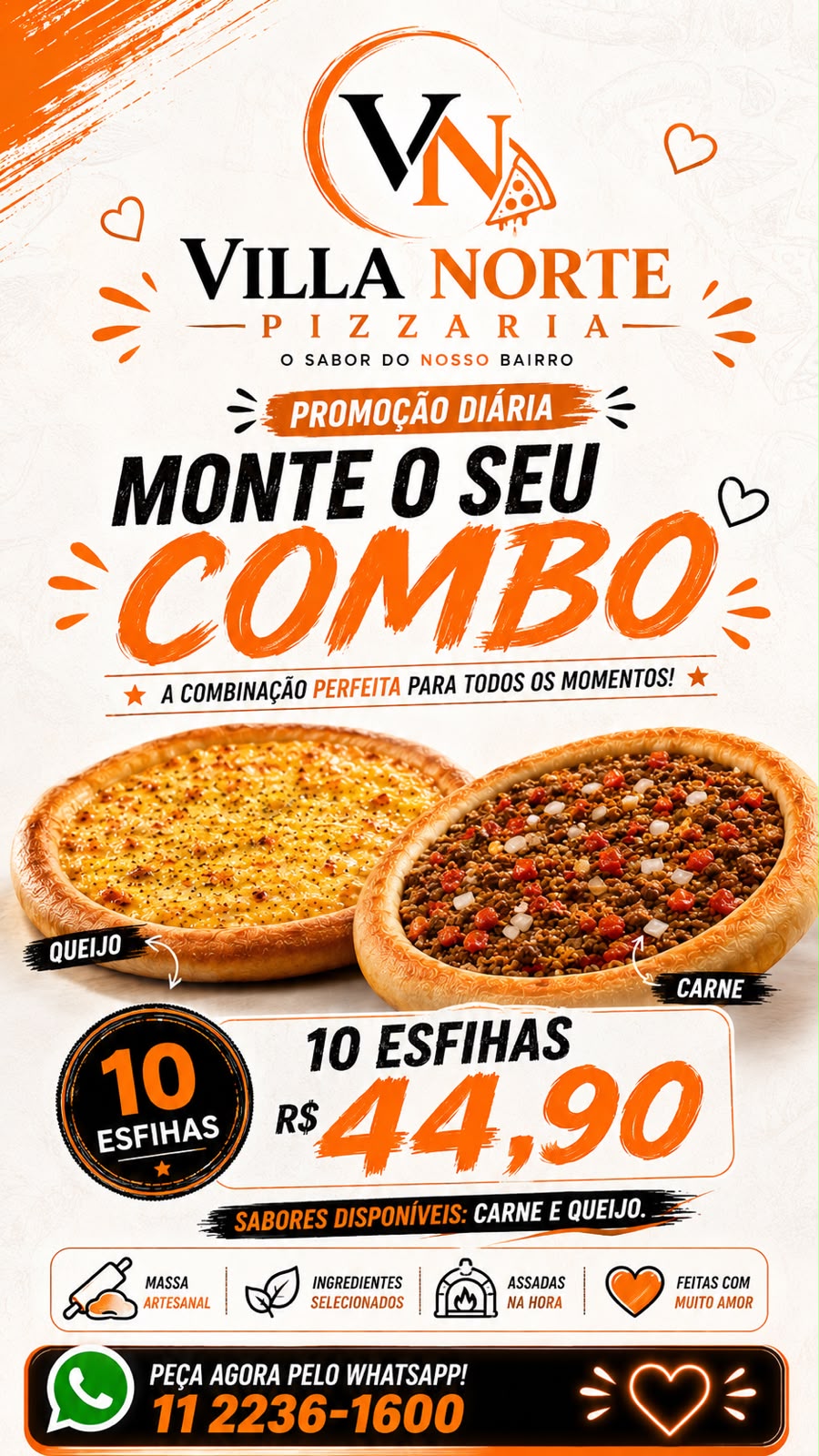 10 ESFIHAS DE CARNE OU QUEIJO