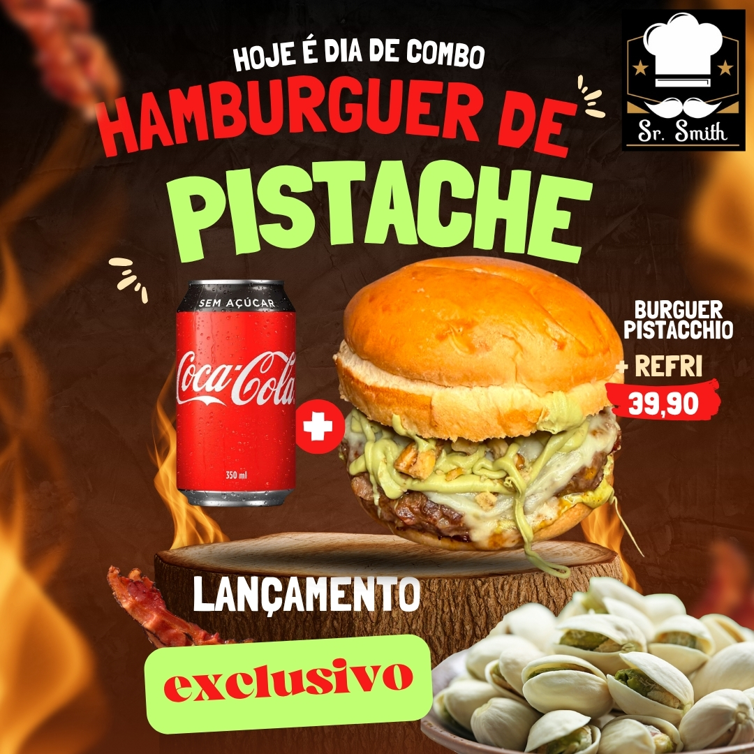 Hambúrguer pistacchio + coca 350ml zero