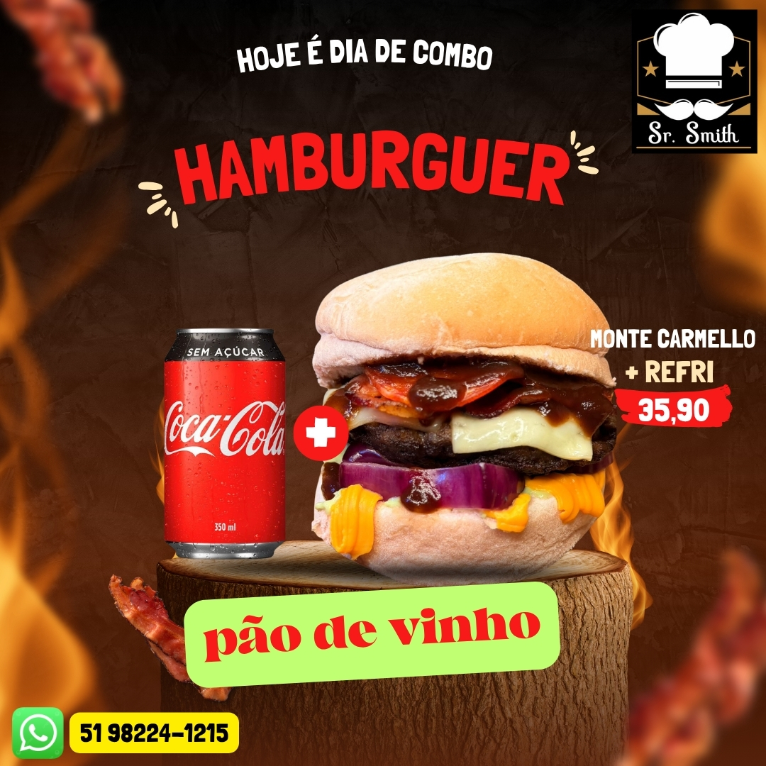 Hambúrguer Monte Carmello + coca 350 zero