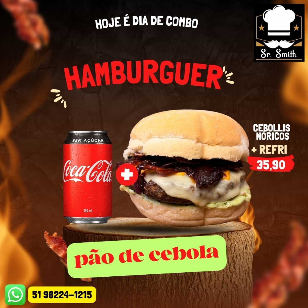 Hambúrguer Cebolis Nórdicos + coca 350ml Zero