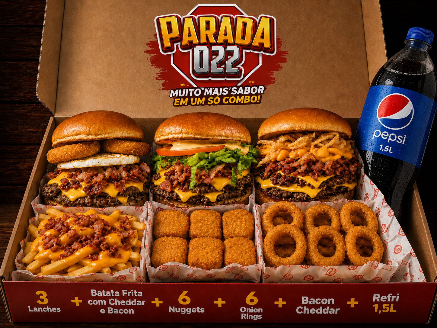 Combo na Caixa 3 Lanches Por R$89,90