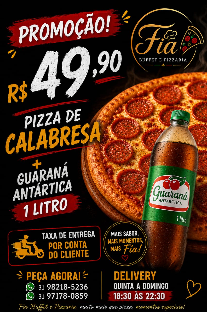 1 Pizza grande calabresa + 01 refrigerante 1L 