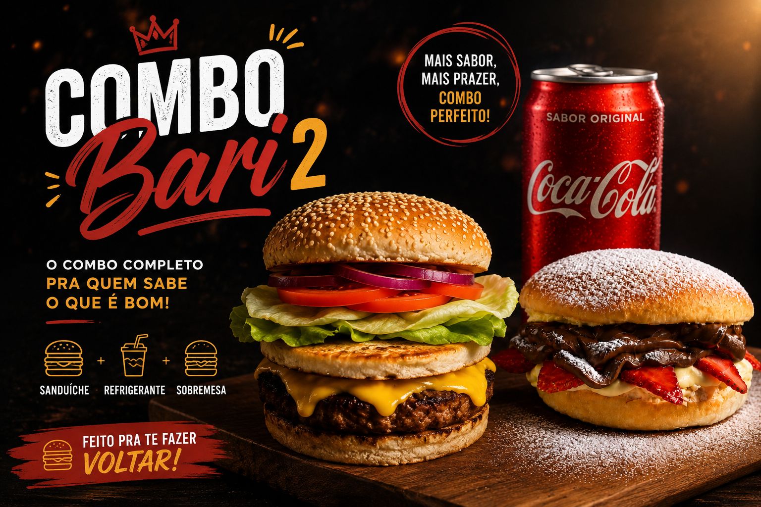 Combo Bari Salada + Burger Doce + Refrigerante