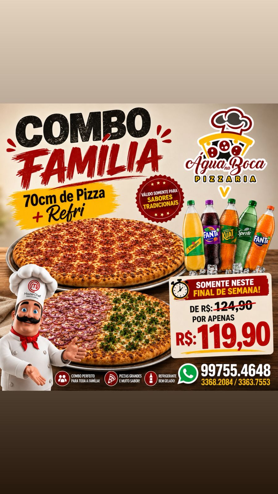 Combo Família 70 cm de Pizza + Refri