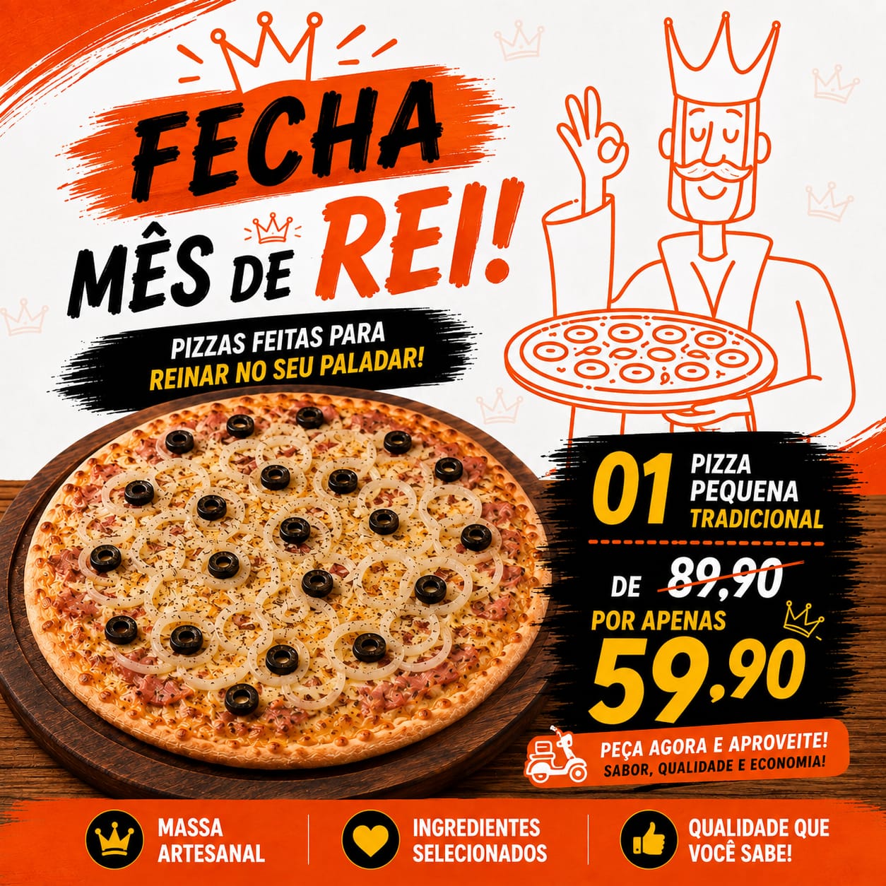 1- COMBO FIM DE MÊS DE REI (01 PIZZA PEQUENA )