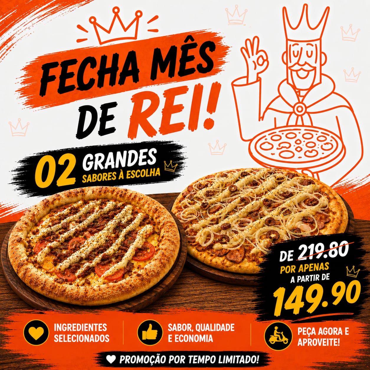 4 - COMBO FIM DE MÊS DE REI  (02 PIZZAS GRANDES )