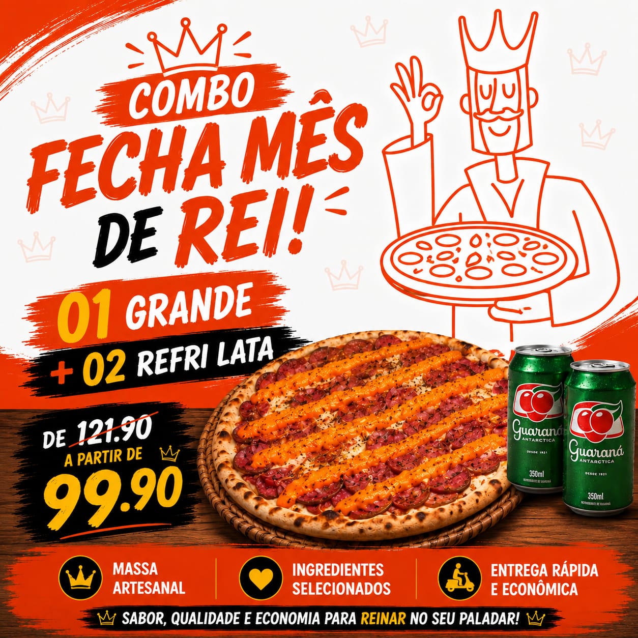 2- COMBO FIM DE MÊS DE REI  (01 GRANDE + 02 LATAS GRÁTIS)