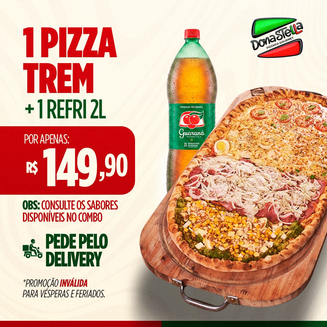 COMBO PIZZA TREM + BORDA + REFRIGERANTE