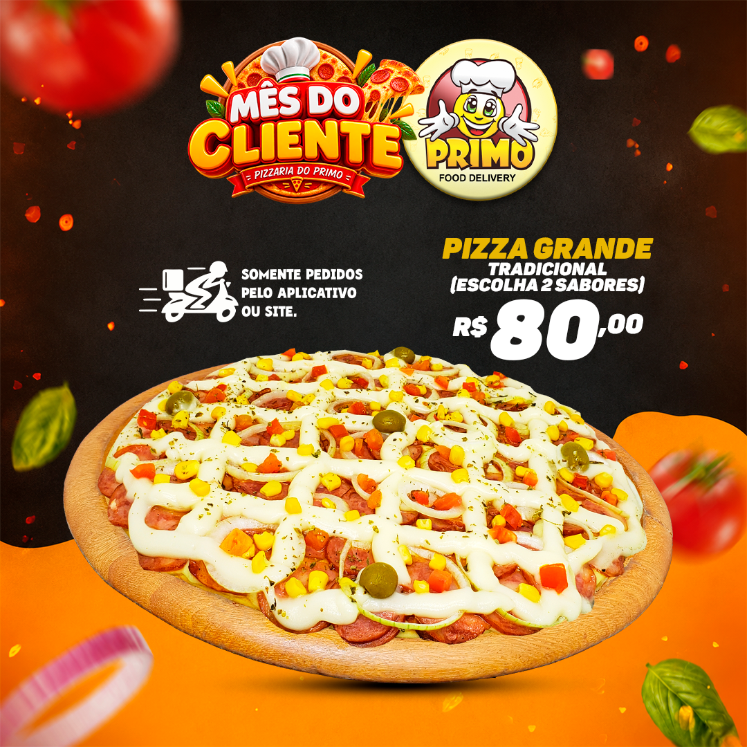 Pizza Grande Tradicional (Escolha 2 Sabores) R$80