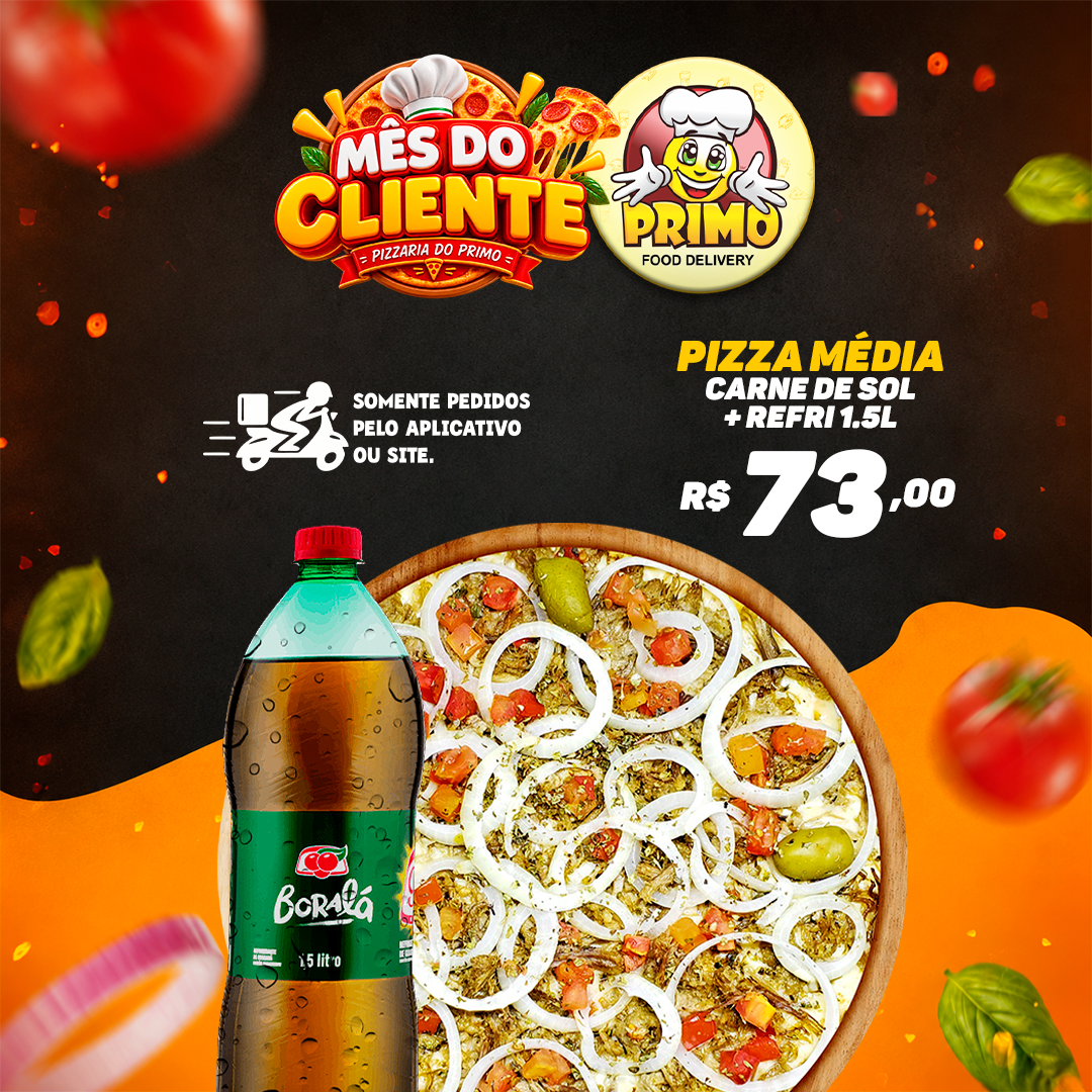Pizza Média Carne de Sol + REFRI 1.5L R$73