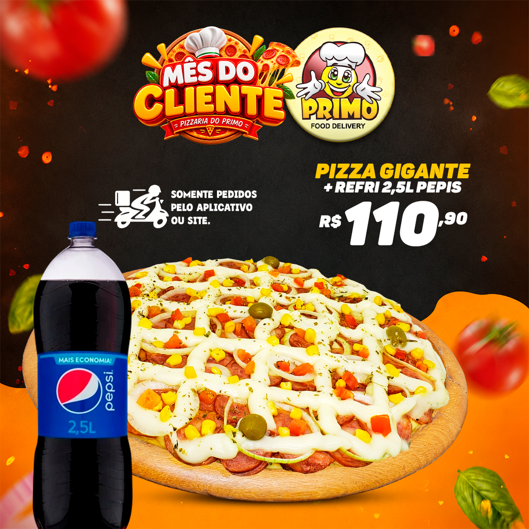 Pizza Gigante Tradicional (Escolha 4 Sabores) + REFRI 2.5L R$110,90