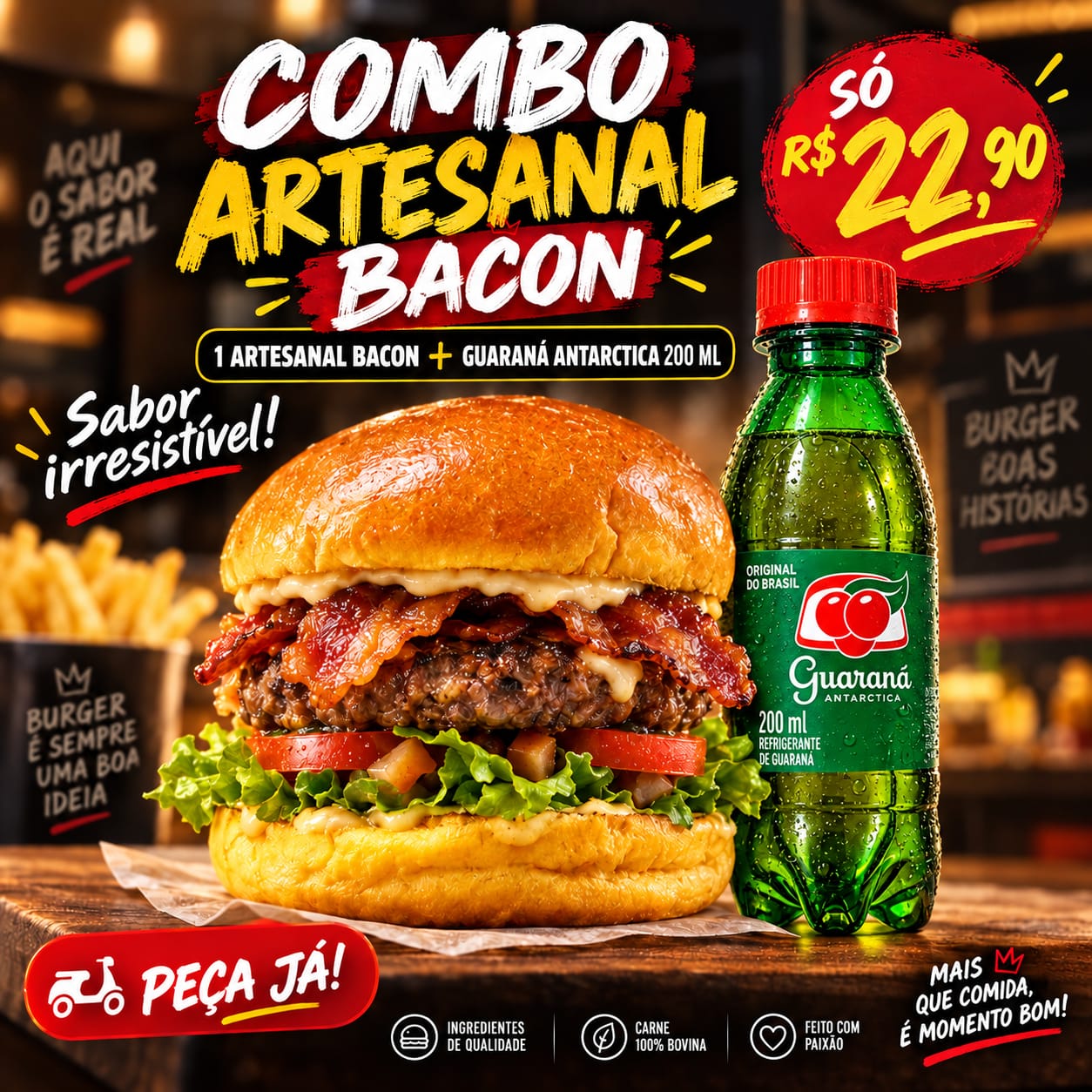 COMBO - artesanal costela + guaraná antartica 200ml