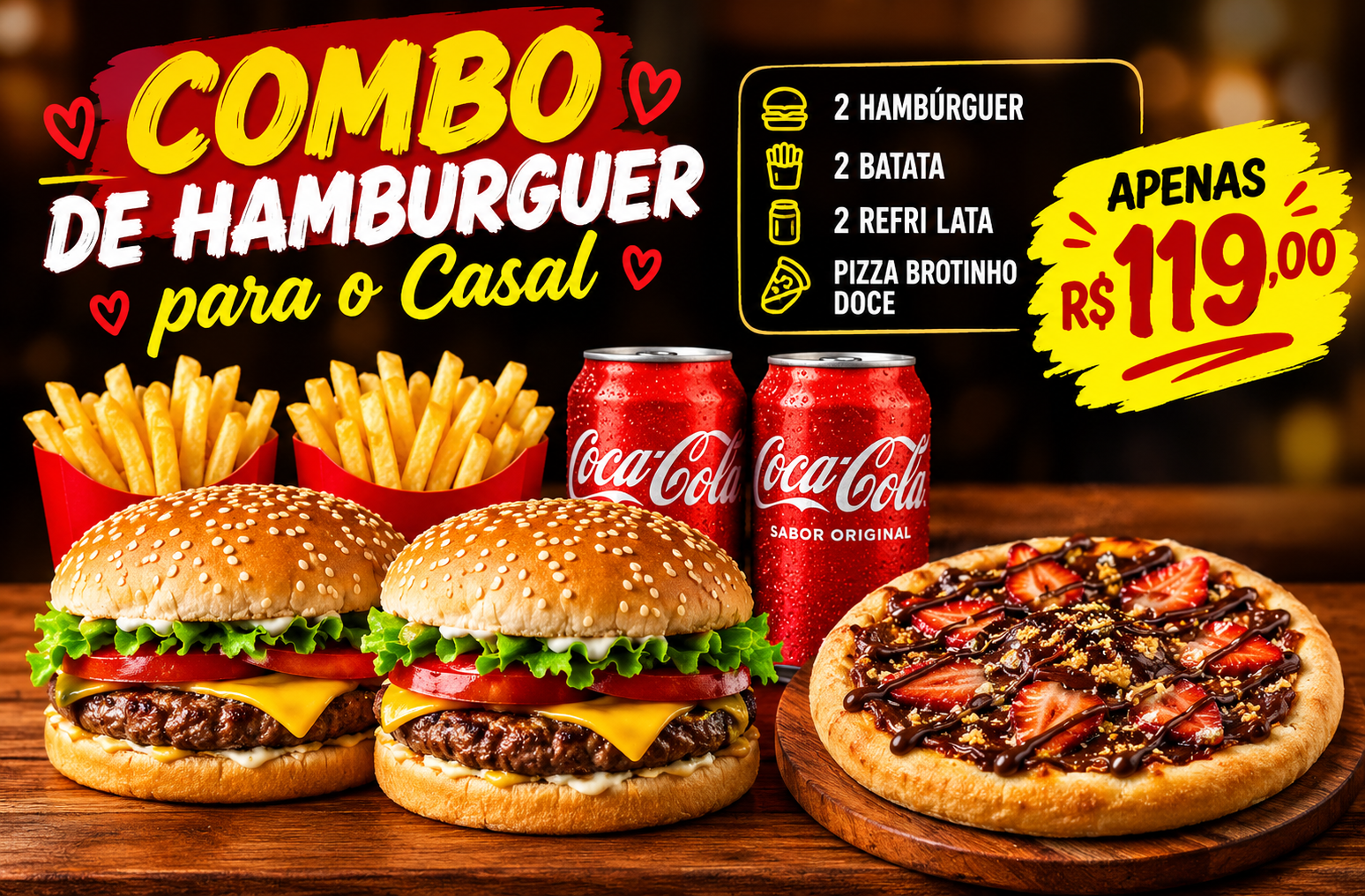 COMBO DE HAMBURGUER PARA O CASAL 