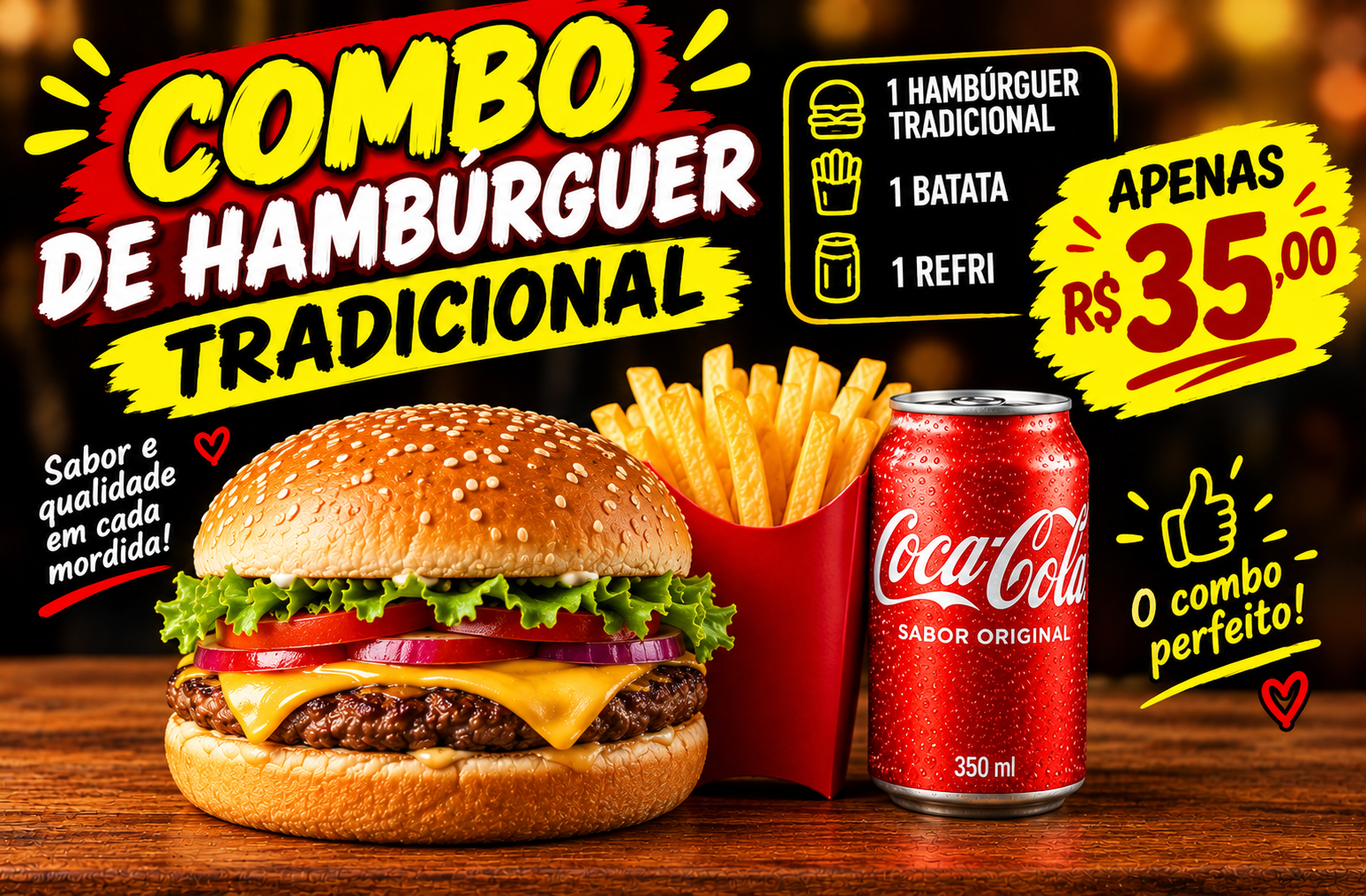 Combo de Hamburguer Tradicional