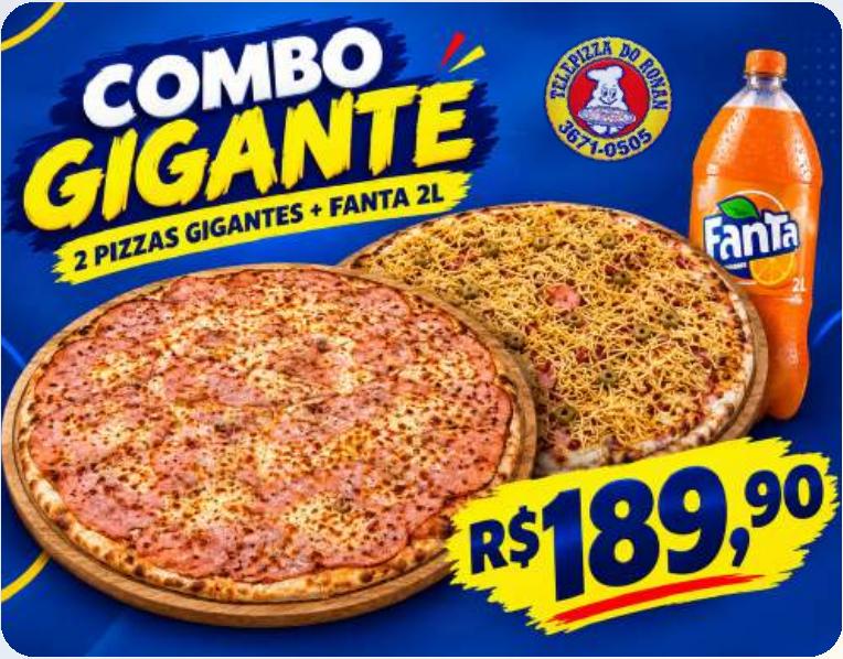 Combo Duas Pizzas Gigantes + Refrigerante