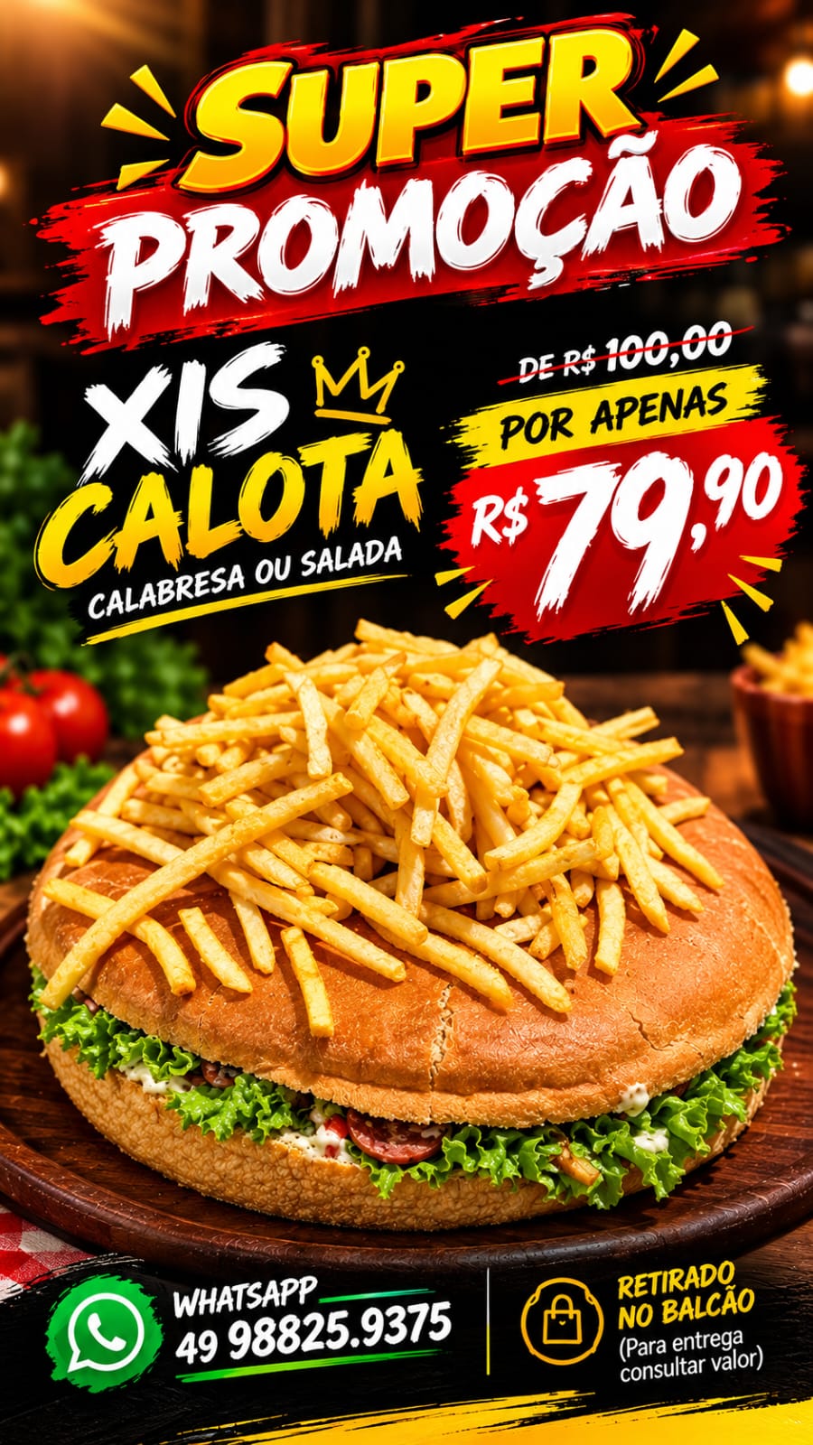 xis calota + 250g batata frita  
