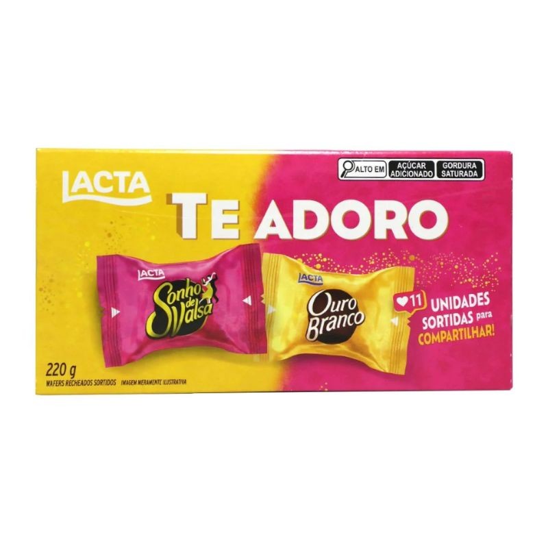 Caixa de Bombom LACTA Chocolate Sonho de Valsa e Ouro Branco 220 g.