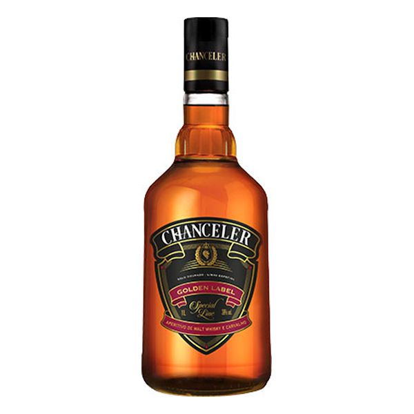 Whisky: Whisky Chanceler 1L - Destilado obtido do corte de malte whisky envelhecido, extrato de carvalho e destilado de cana. Tem um suave e distinto sabor e aroma de um delicado whisky.