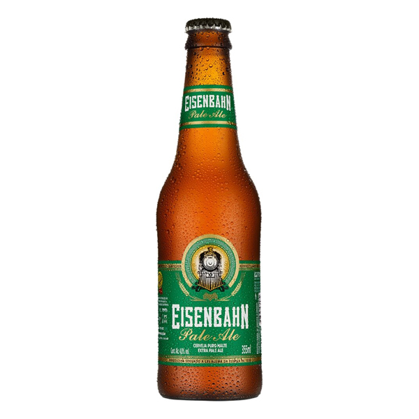 Cerveja: Eisenbahn Pale Ale 355ml - Cerveja com estilo clássico belga que traz notas maltadase frutadas. A harmonização perfeita para carnes. Esta cerveja segue o estilo das pales ales belgas. No aroma, apresenta notas maltadas e frutadas com breve influência do lúpulo, pass