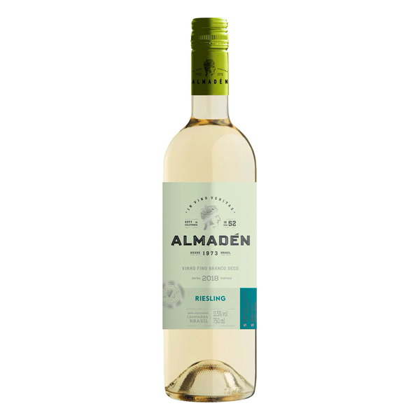 Cerveja: Vinho Nacional Almadén Riesling 750ml - Vinho branco da variedade Riesling, cultivada em vinhedos próprios localizados na região da Campanha Gaúcha. Vinho descontraído, jovem, alegre, simples para ser bebido todos os dias. Este Riesling é o vinho branco best seller do Grupo Miolo