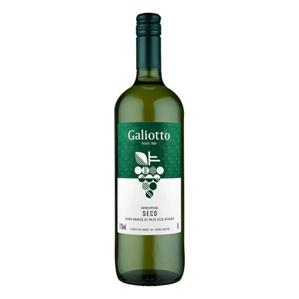 Vinho: Vinho Nacional Galiotto Niágara Branco Seco 750ml - Ao paladar se demonstra um vinho leve, jovem, de relevante frescor e maciez. Equilibrado, frutado e de longa persistência gustativa. Teor Alcoólico: 11%