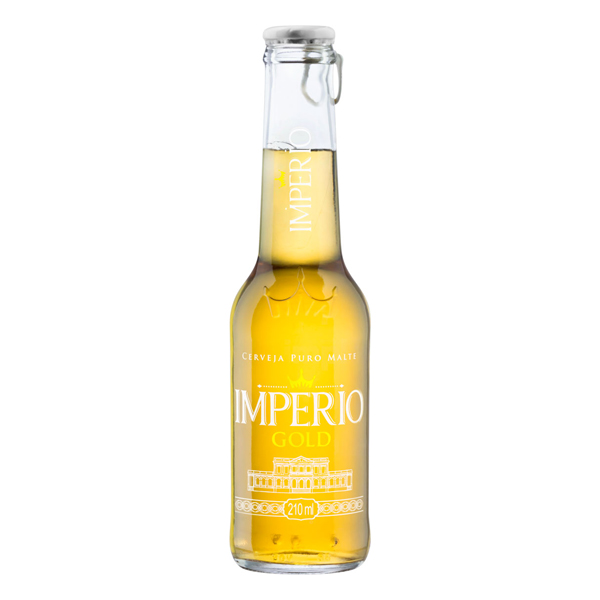 Cervejas: Império Gold 210ml - Cerveja Império gold puro malte long neck com tampa abre fácil uma cerveja que tem gold até no nome, só poderia ter um sabor fora do comum, império gold é exatamente assim, uma cerveja puro malte leve, refrescante, ideal para você que sabe