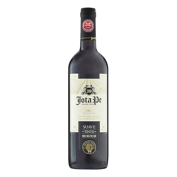 Vinhos (Garrafa de Vidro): Vinho Nacional Jota Pe Tinto Suave 750ml - Jota Pe Tinto Suave. Vinho tinto de mesa suave, elaborado com uvas selecionadas, através do corte das variedades Isabel e Bordô. Apresenta cor vermelho rubi, com aroma marcante e característico das variedades. Bom corpo, paladar jovial e ad